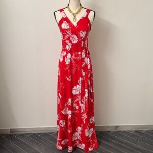 Market & Spruce Red and White Floral Maxi Dress
